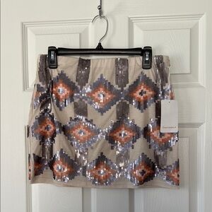 Love Marks Beige Sequin Skirt